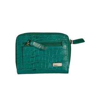 Walletbe green embossed leather wallet new without tags